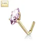 Piercing nez Or jaune 14 carats pierre marquise rose