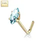 Piercing nez Or jaune 14 carats pierre marquise turquoise