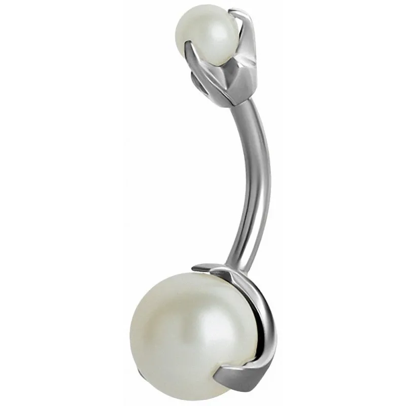 Piercing nombril Swarovski double Perle