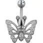 Piercing nombril Swarovski Zirconia Papillon Blanc