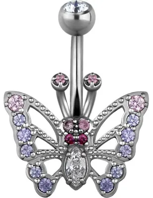 Piercing nombril Swarovski Zirconia Papillon Tanzanite