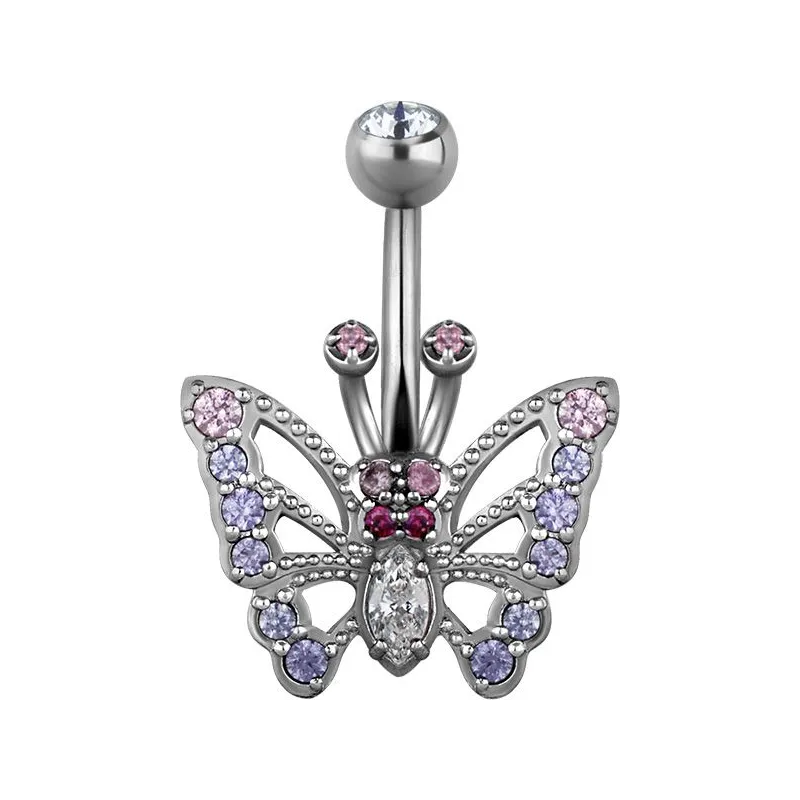 Piercing nombril Swarovski Zirconia Papillon Tanzanite