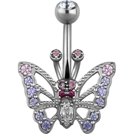 Piercing nombril Swarovski Zirconia Papillon Tanzanite