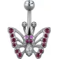 Piercing nombril Swarovski Zirconia Papillon Fuchsia