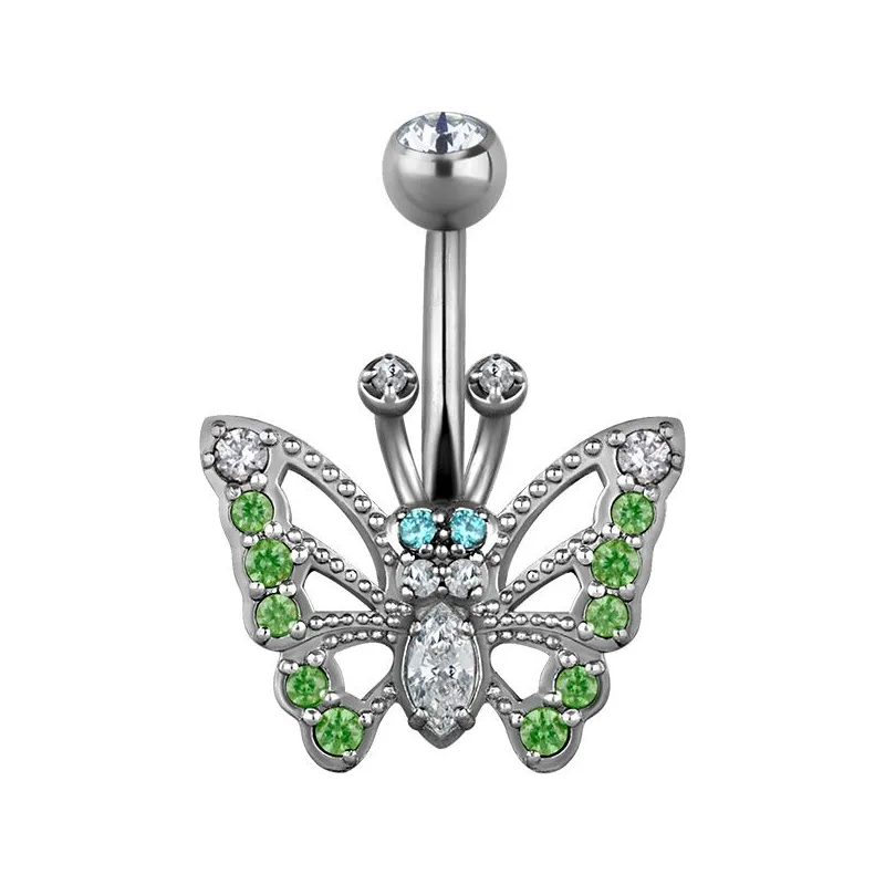 Piercing nombril Swarovski Zirconia Papillon Vert