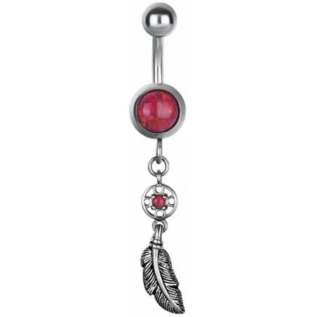 Piercing nombril Opale rouge et attrapeur de rêves