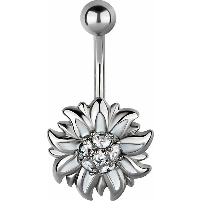 Piercing nombril fleur edelweiss