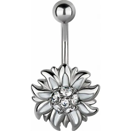 Piercing nombril fleur edelweiss