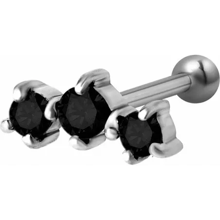 Piercing cartilage hélix triple Swarovski Zirconia noir