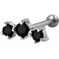 Piercing cartilage hélix triple Swarovski Zirconia noir