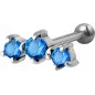 Piercing cartilage hélix triple Swarovski Zirconia bleu