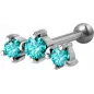 Piercing cartilage hélix triple Swarovski Zirconia turquoise