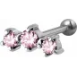 Piercing cartilage hélix triple Swarovski Zirconia rose