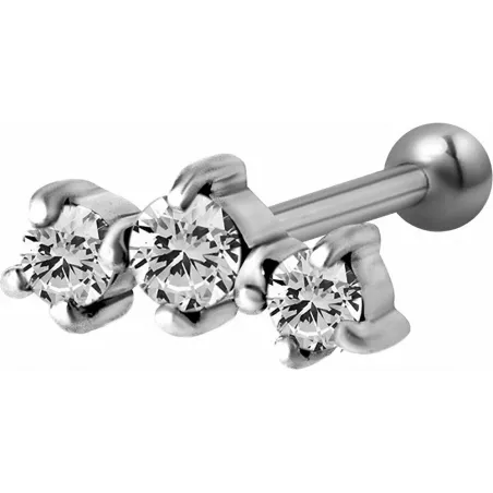 Piercing cartilage hélix triple Swarovski Zirconia blanc
