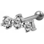 Piercing cartilage hélix triple Swarovski Zirconia blanc
