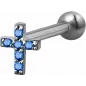 Piercing cartilage hélix croix Swarovski Zirconia bleu