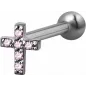 Piercing cartilage hélix croix Swarovski Zirconia rose