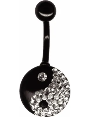 Piercing nombril acier noir Ying et Yang