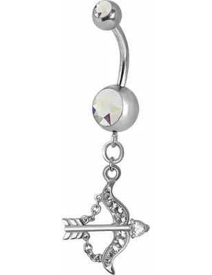 Piercing nombril Crystal Swarovski arc et flèche aurore boréale