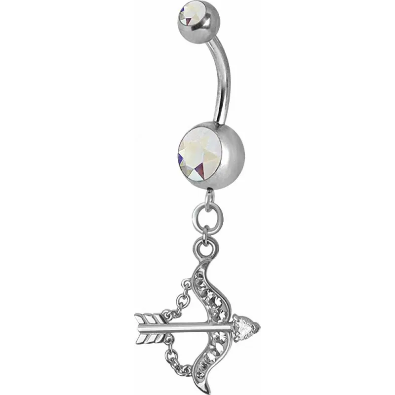 Piercing nombril Crystal Swarovski arc et flèche aurore boréale