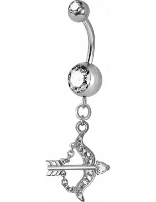 Piercing nombril Crystal Swarovski arc et flèche blanc