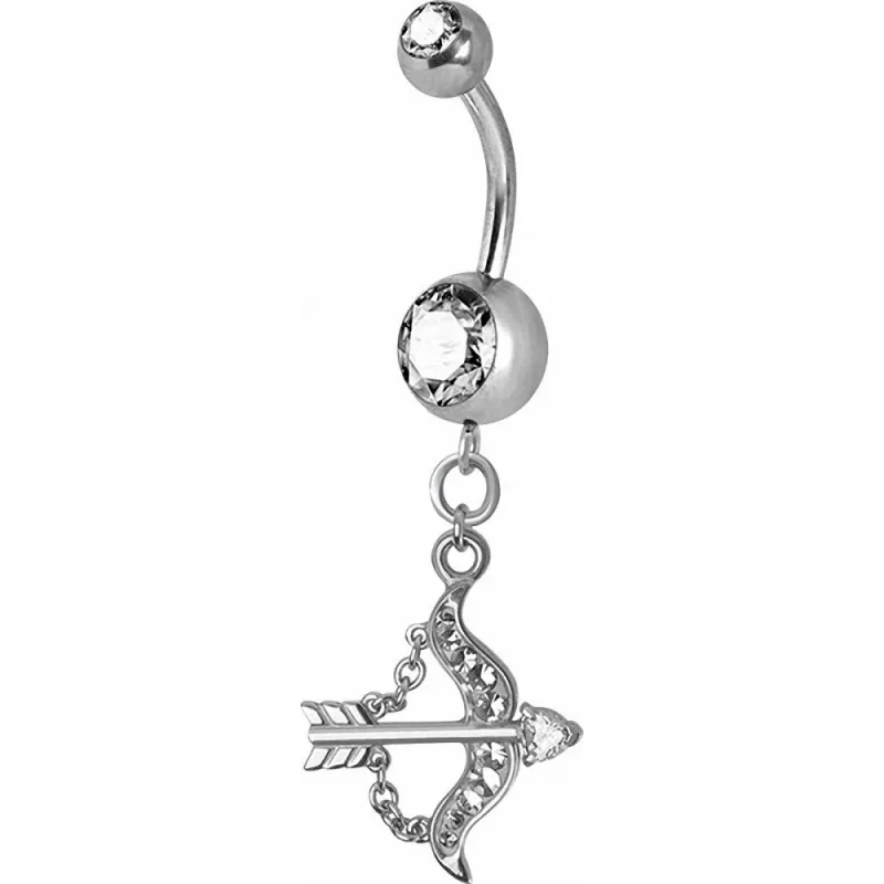 Piercing nombril Crystal Swarovski arc et flèche blanc