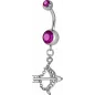 Piercing nombril Crystal Swarovski arc et flèche fuchsia