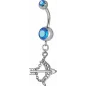 Piercing nombril Crystal Swarovski arc et flèche bleu clair