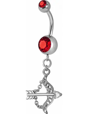 Piercing nombril Crystal Swarovski arc et flèche rouge