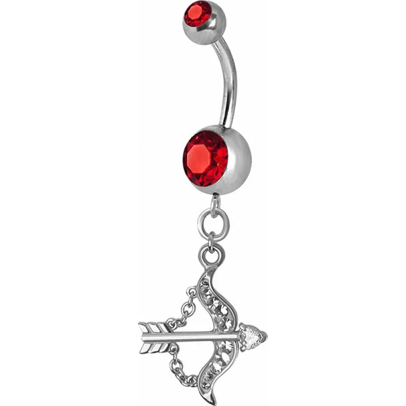 Piercing nombril Crystal Swarovski arc et flèche rouge