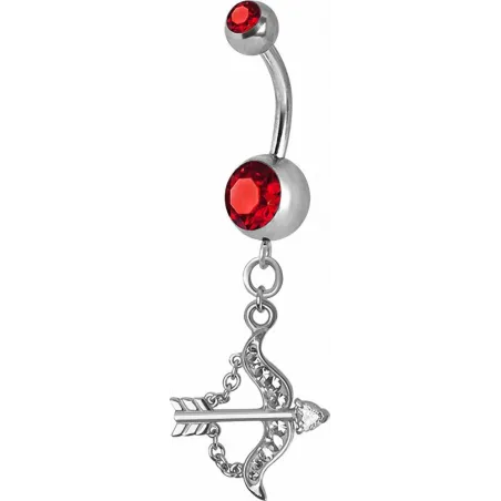 Piercing nombril Crystal Swarovski arc et flèche rouge