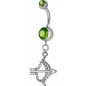 Piercing nombril Crystal Swarovski arc et flèche vert