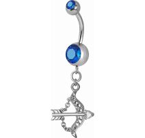 Piercing nombril Crystal Swarovski arc et flèche bleu
