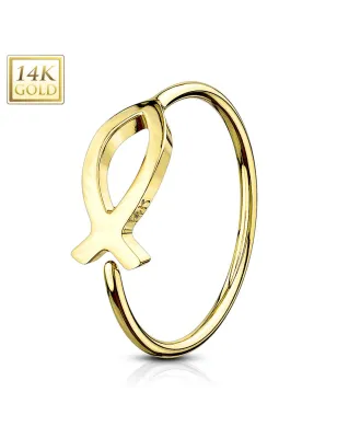 Piercing nez Anneau Or jaune 14 Carats poisson