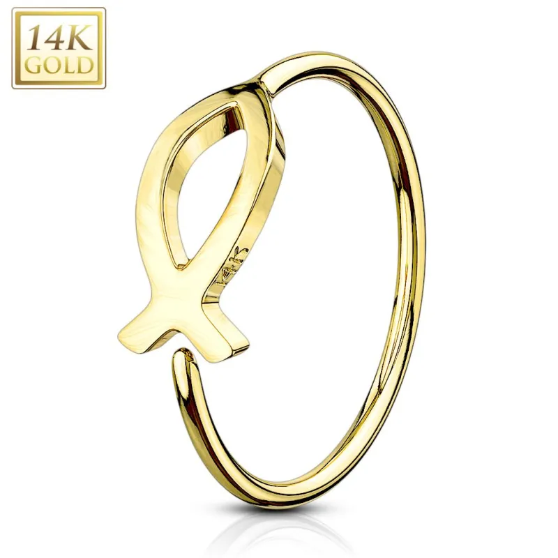 Piercing nez Anneau Or jaune 14 Carats poisson
