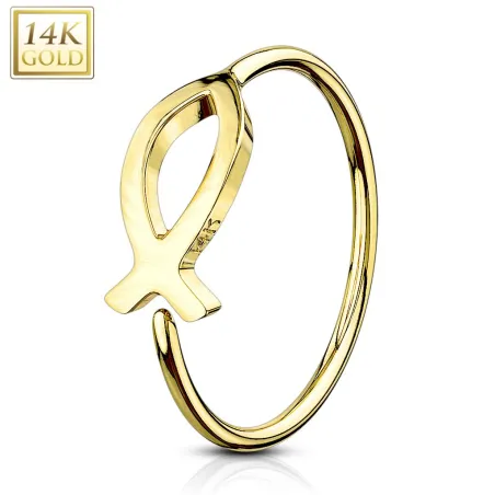 Piercing nez Anneau Or jaune 14 Carats poisson