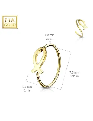 Piercing nez Anneau Or jaune 14 Carats poisson