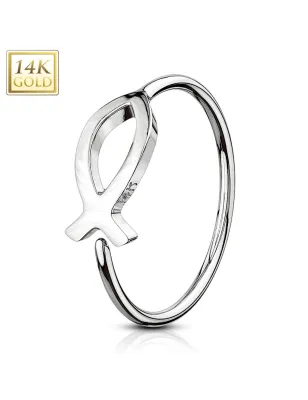 Piercing nez Anneau Or blanc 14 Carats poisson