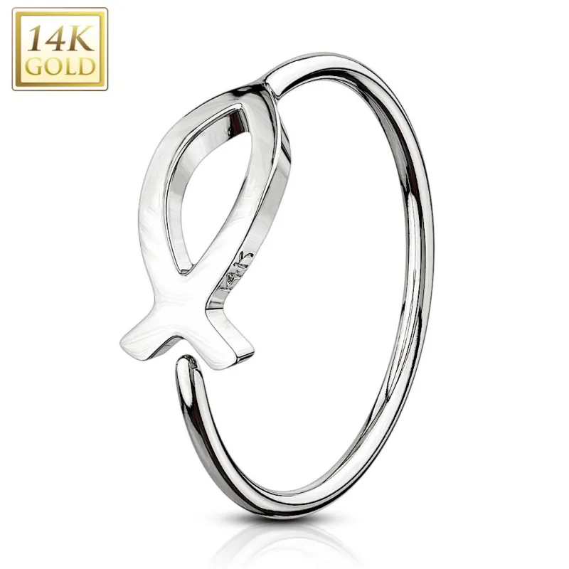 Piercing nez Anneau Or blanc 14 Carats poisson