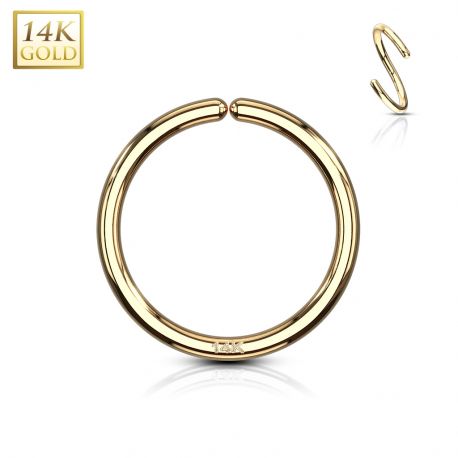 Piercing anneau pliable en or jaune 14 carats pour nez oreille
