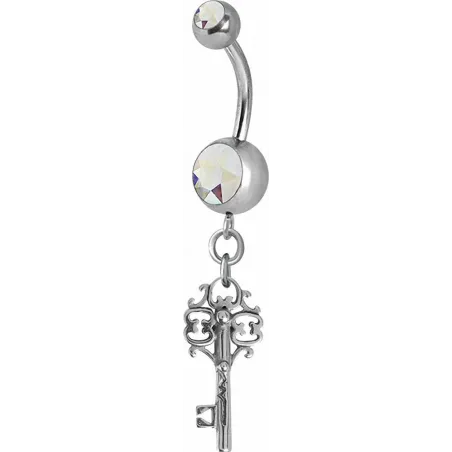 Piercing nombril Crystal Swarovski clef vintage