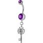 Piercing nombril Crystal Swarovski clef vintage améthyste