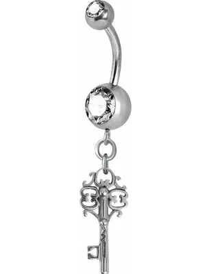 Piercing nombril Crystal Swarovski clef vintage blanc