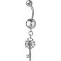 Piercing nombril Crystal Swarovski clef vintage blanc