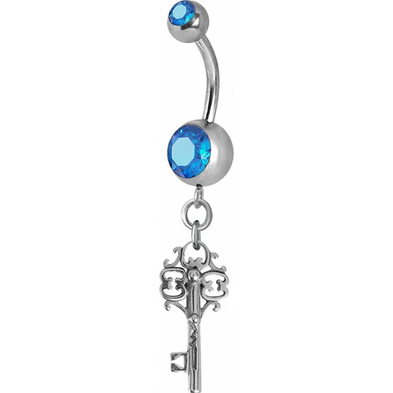 Piercing nombril Crystal Swarovski clef vintage bleu clair