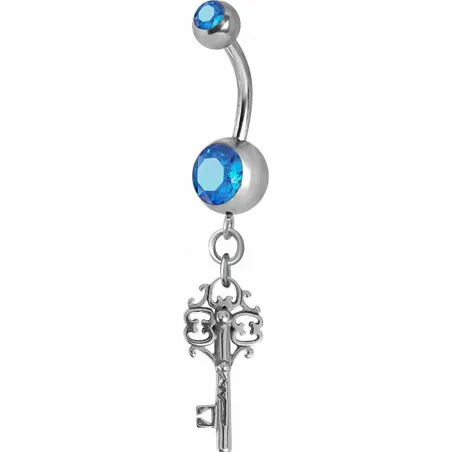 Piercing nombril Crystal Swarovski clef vintage bleu clair
