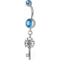 Piercing nombril Crystal Swarovski clef vintage bleu clair