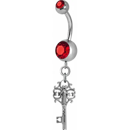 Piercing nombril Crystal Swarovski clef vintage rouge