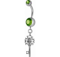 Piercing nombril Crystal Swarovski clef vintage vert