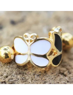 Piercing cartilage hélix manchette papiln noir et blanc